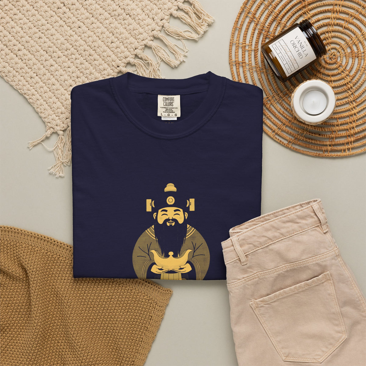 Caishen: The Civil God of Wealth — Garment-Dyed One-Ink Tee