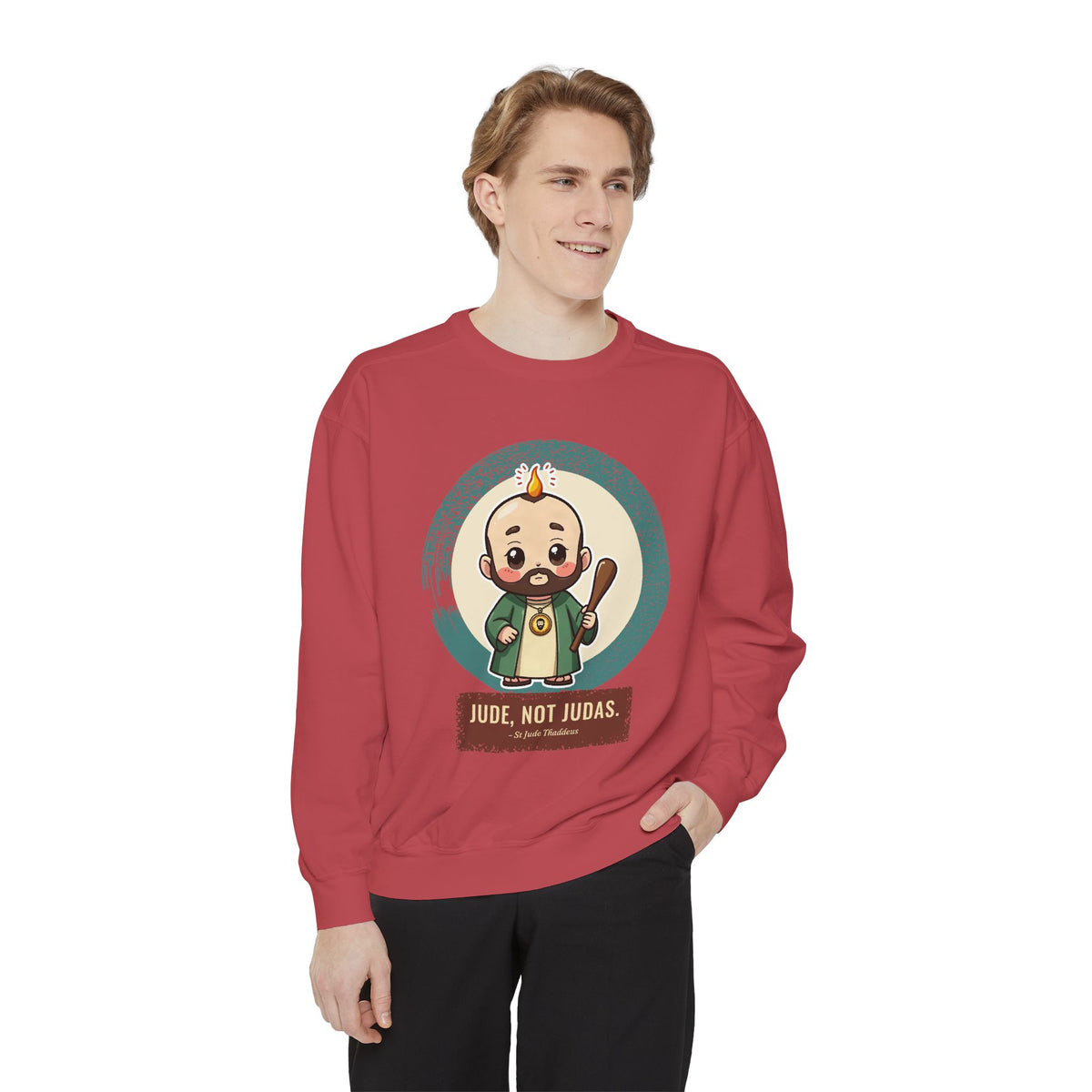 St Jude Thaddeus: Bearer of the Pentecost Flame — Garment-Dyed Sweatshirt