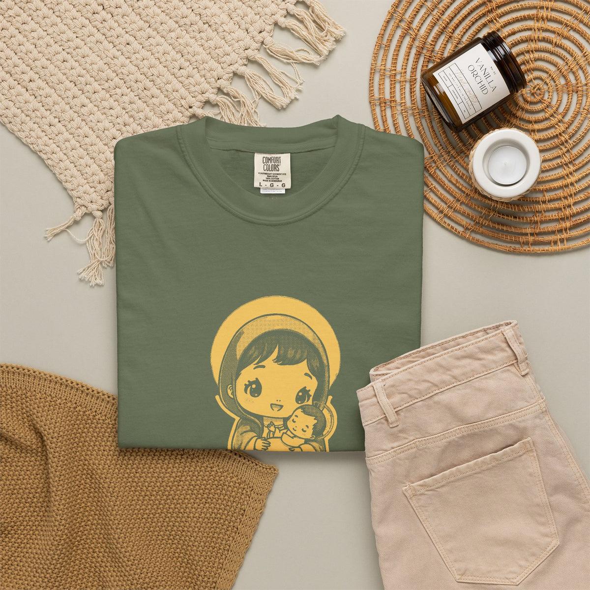 The Virgin Mary · “Ask your mother.” — Garment-Dyed One-Ink Tee