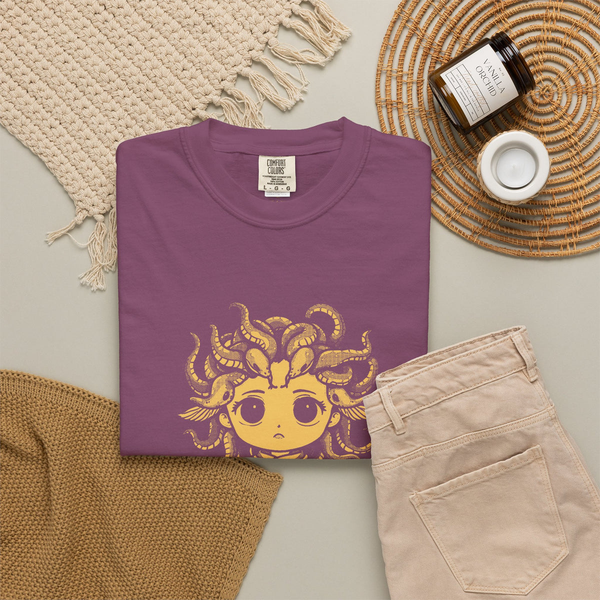 Medusa · “Look again.” — Garment-Dyed One-Ink Tee