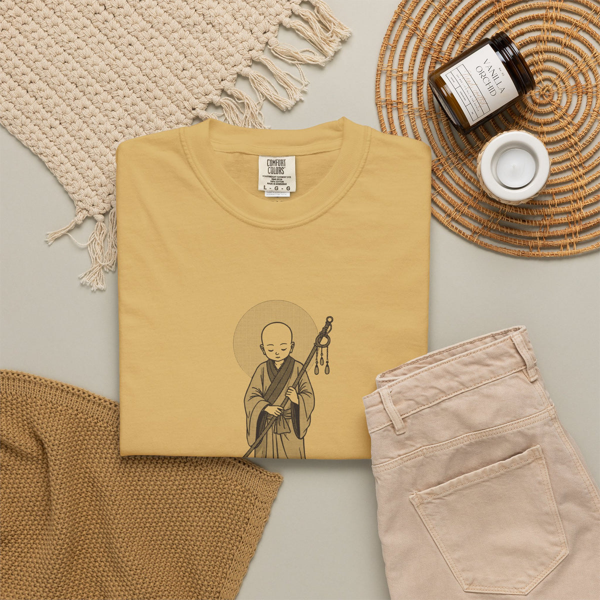 Jizō · “Travel buddy.” — Garment-Dyed One-Ink Tee