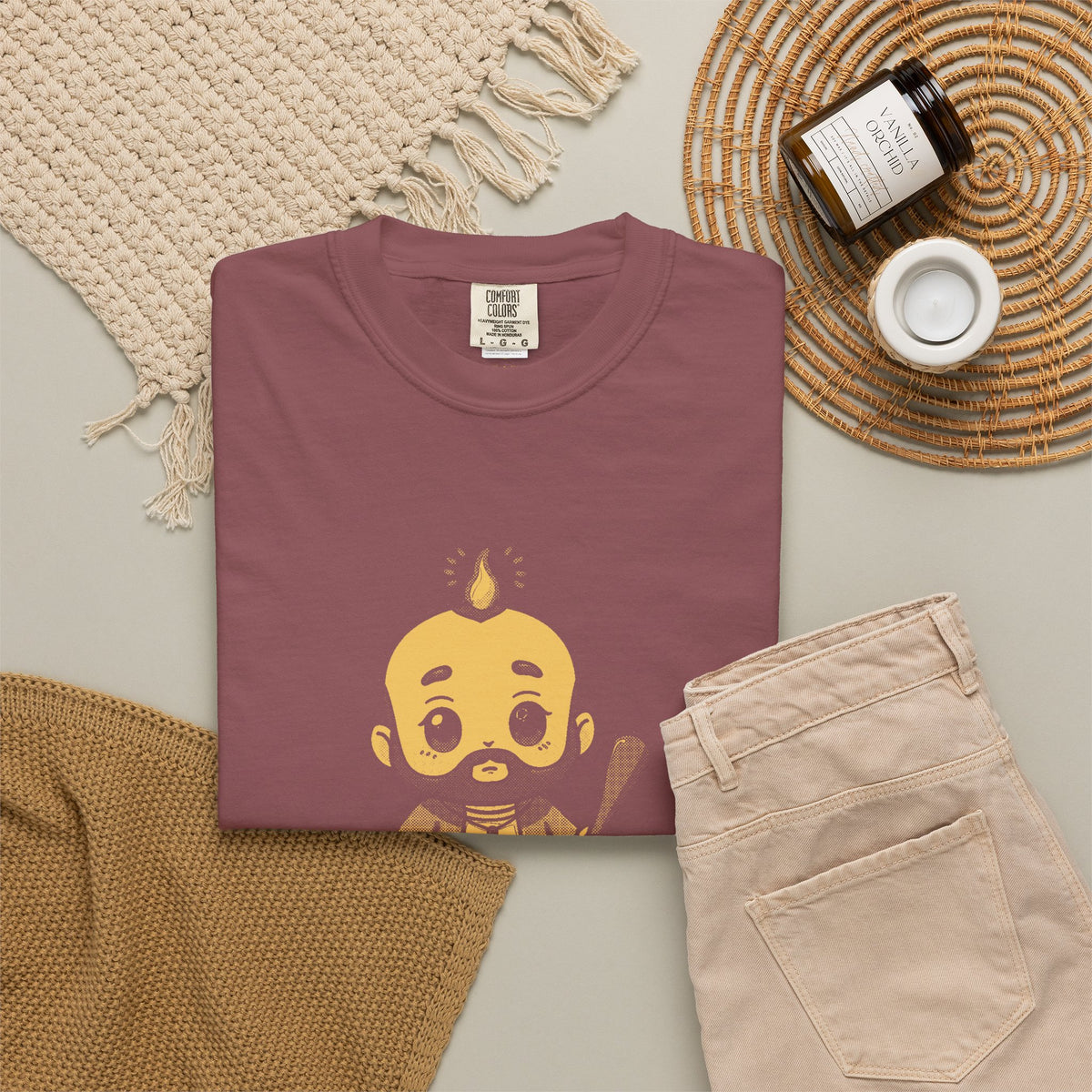 St Jude Thaddeus: Bearer of the Pentecost Flame — Garment-Dyed One-Ink Tee