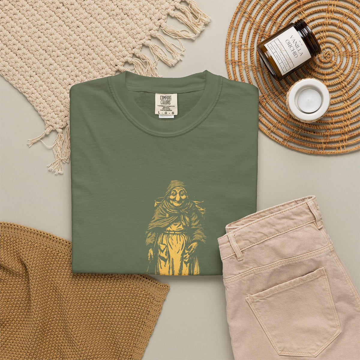 La Befana · “Sweep the old year out.” — Garment-Dyed One-Ink Tee