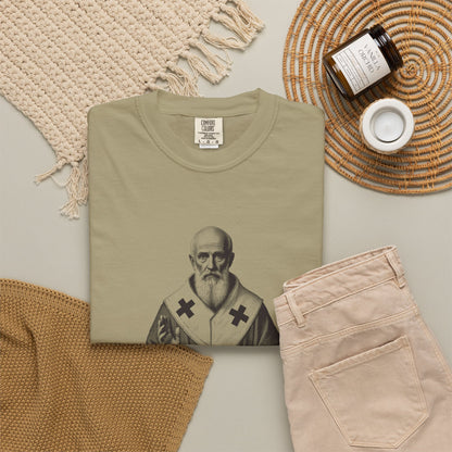St Nicholas of Myra · “Give in secret.” — Garment-Dyed One-Ink Tee