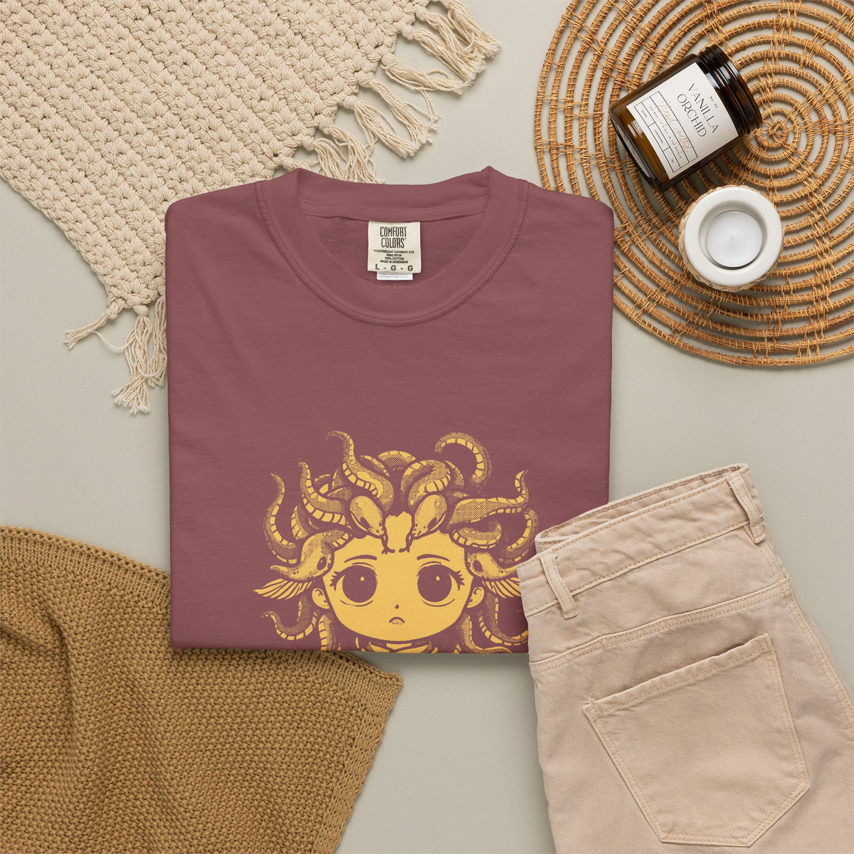 Medusa · “Look again.” — Garment-Dyed One-Ink Tee