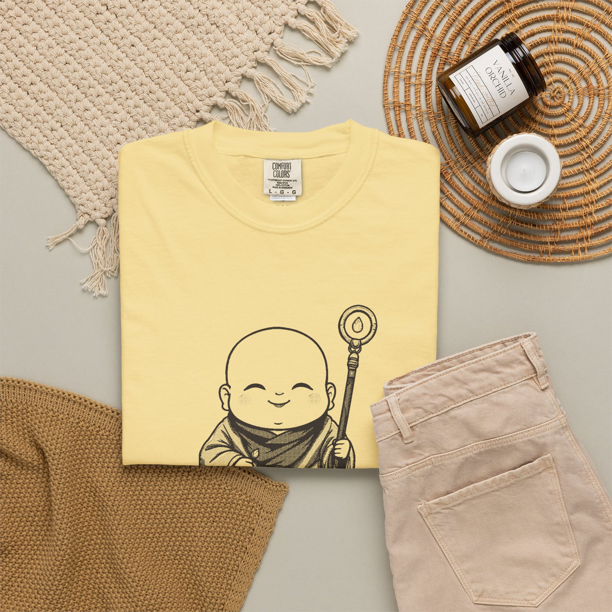 Jizō · “Travel buddy.” — Garment-Dyed One-Ink Tee
