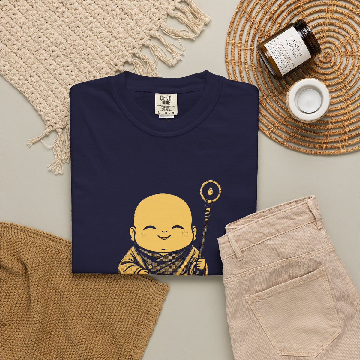 Jizō · “Travel buddy.” — Garment-Dyed One-Ink Tee