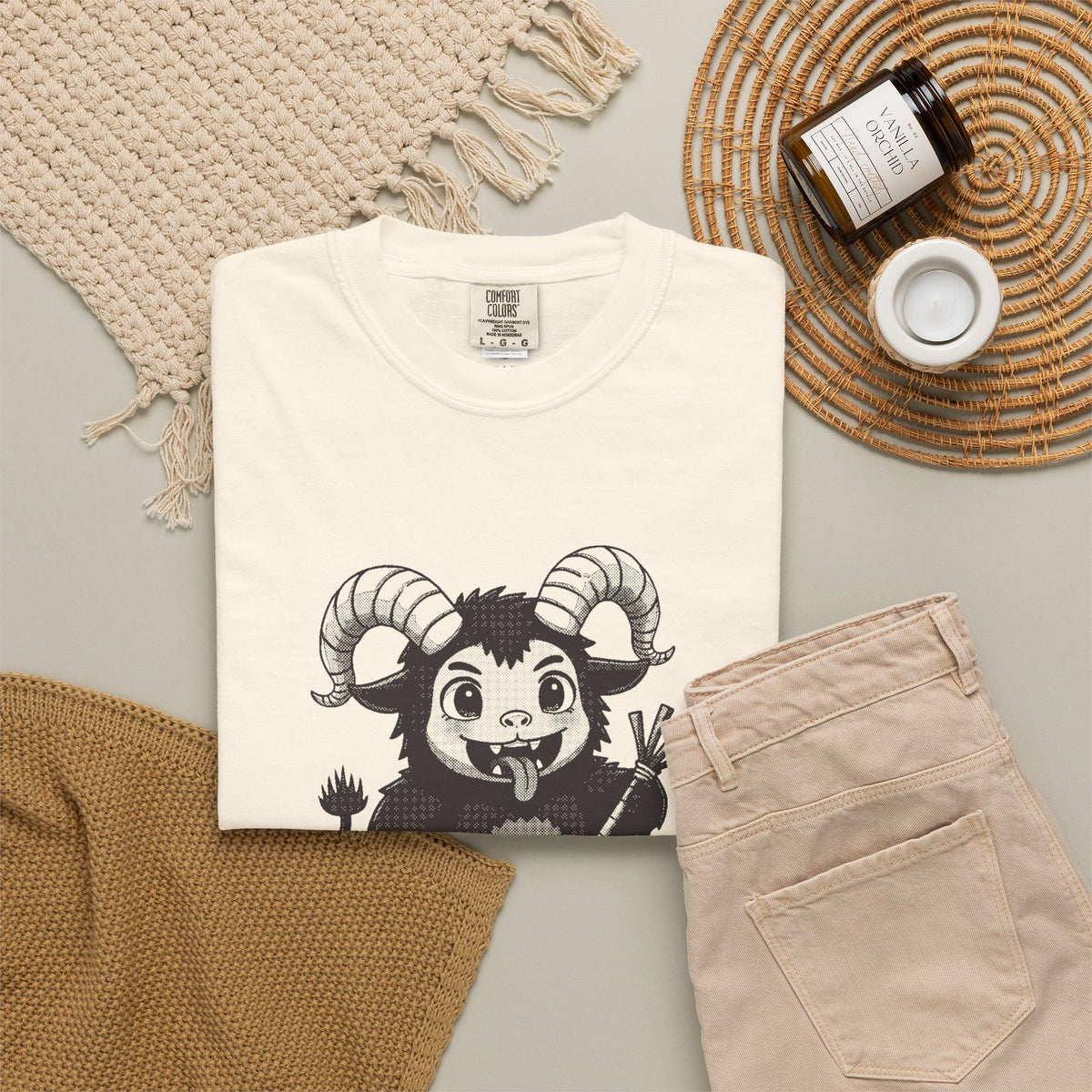 Krampus · “Mostly good this year.” — Garment-Dyed One-Ink Tee