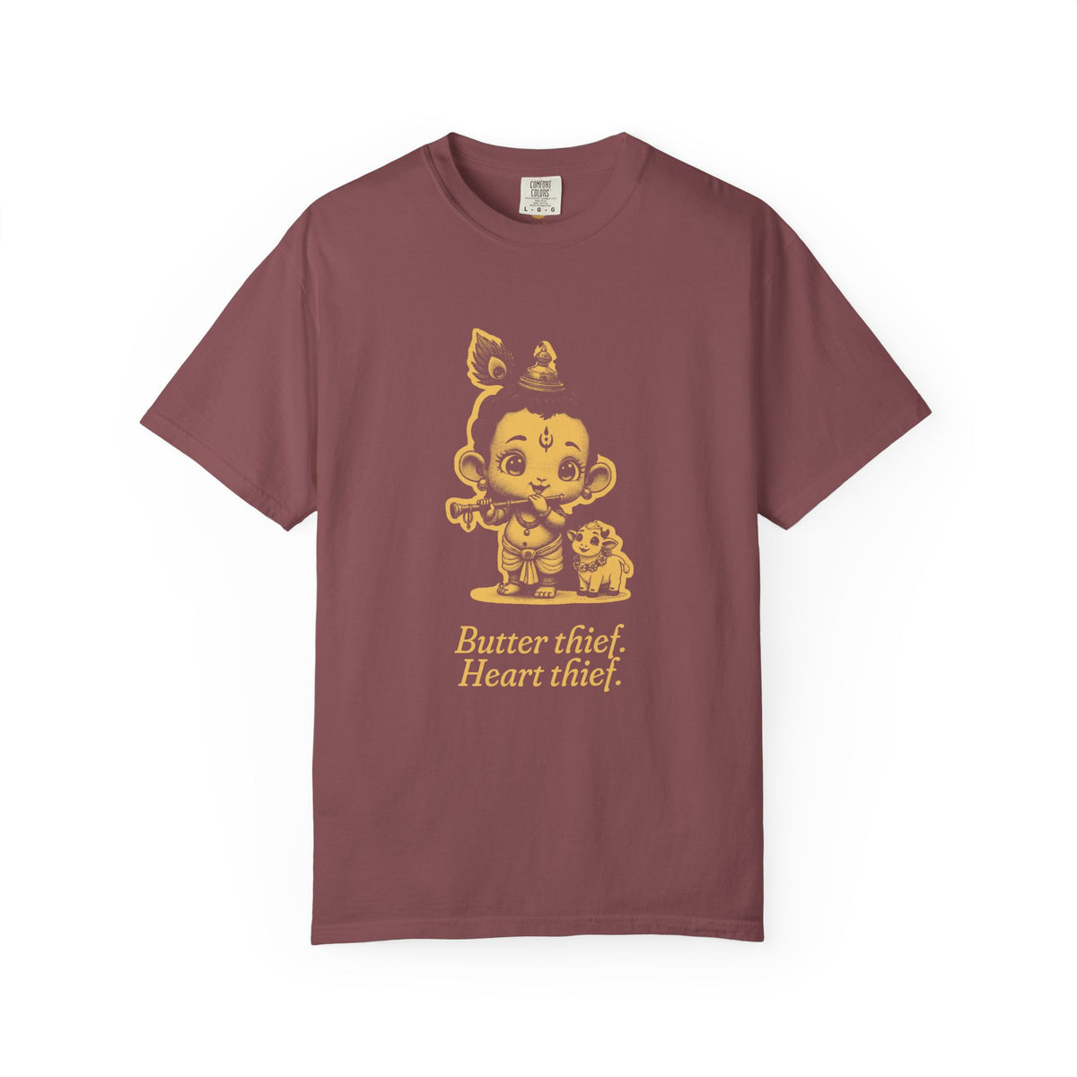 Krishna · “Butter thief. Heart thief.” — Garment-Dyed One-Ink Tee