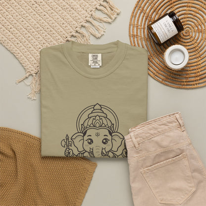 Ganesha · “First things first.” — Garment-Dyed One-Ink Tee