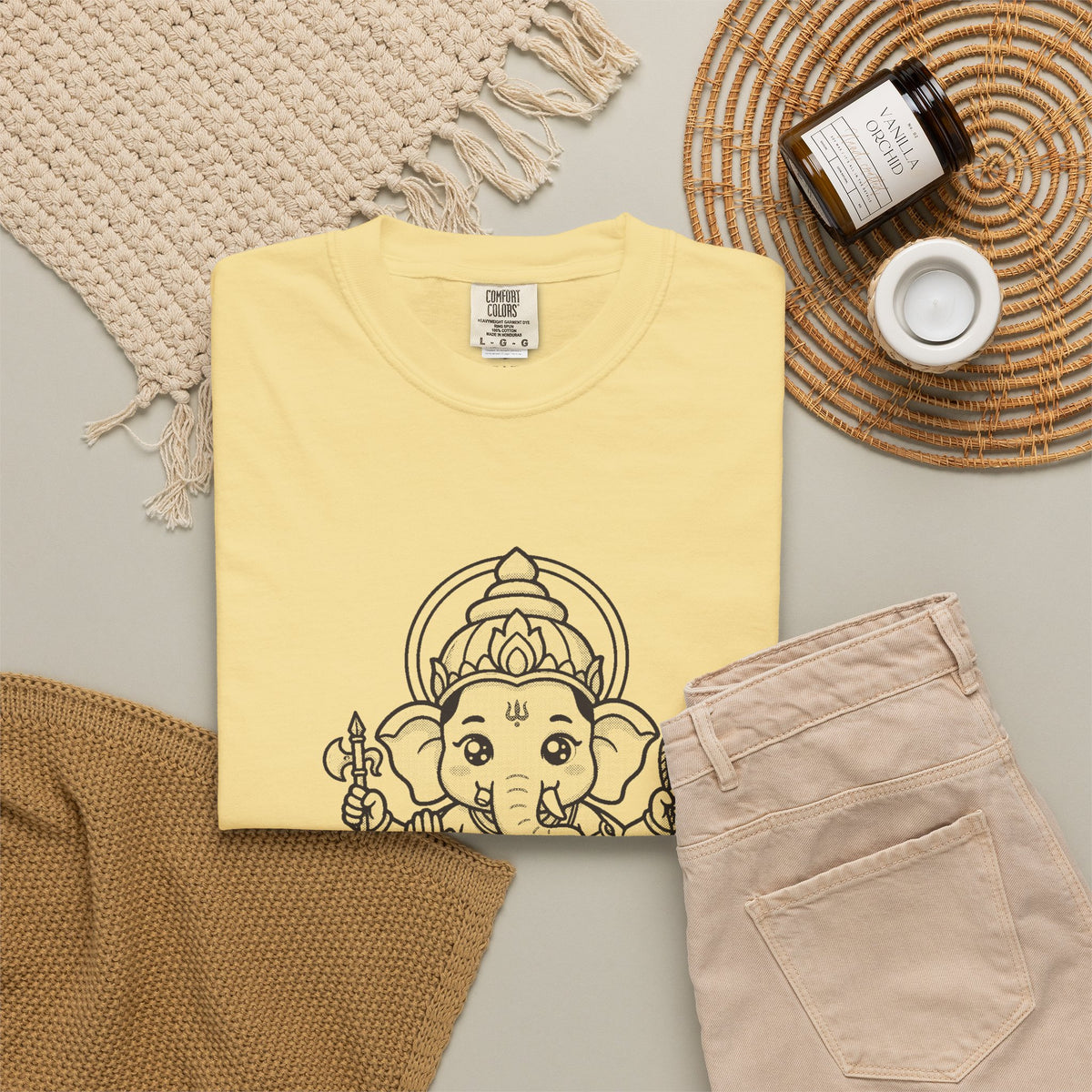 Ganesha · “First things first.” — Garment-Dyed One-Ink Tee