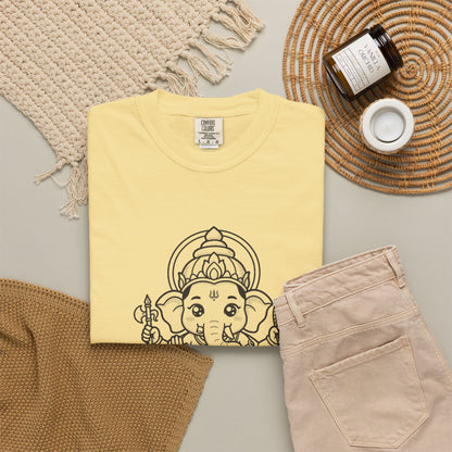 Ganesha · “First things first.” — Garment-Dyed One-Ink Tee