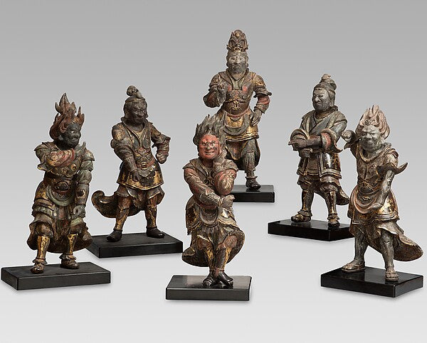 Six of the Twelve Divine Generals, early 14th-century Japan, the guardian vow-protectors who attend Yakushi.