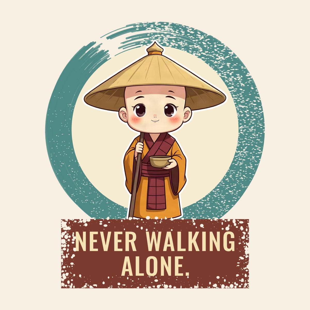 Design card: Kōbō Daishi, “Never walking alone.”