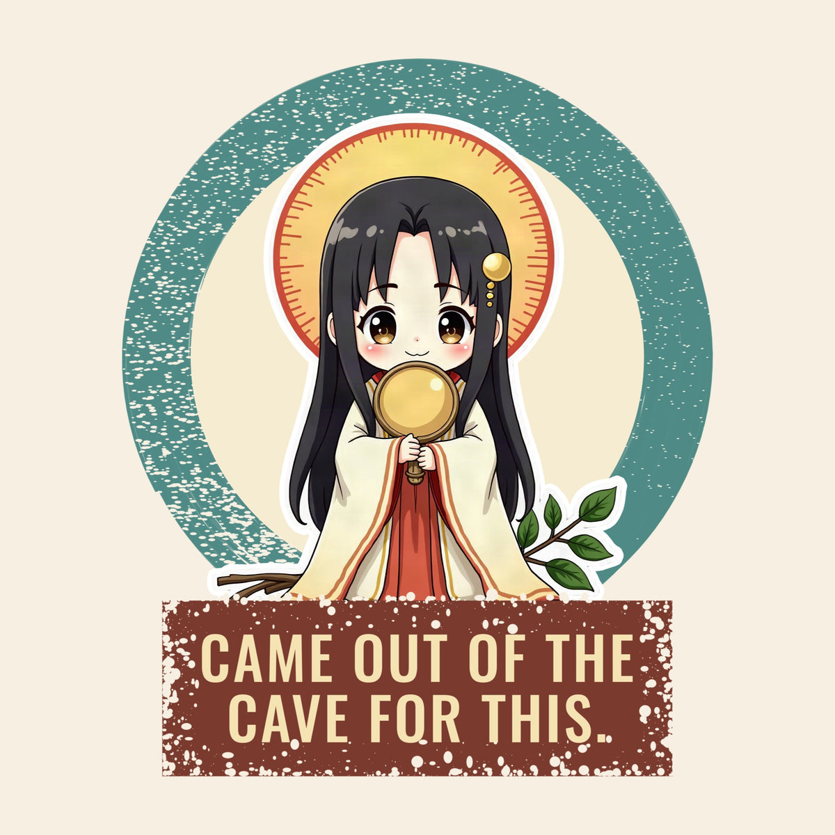 Design card: Amaterasu, “Came out of the cave for this.”