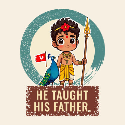 Design card: Murugan, “He taught his father.”