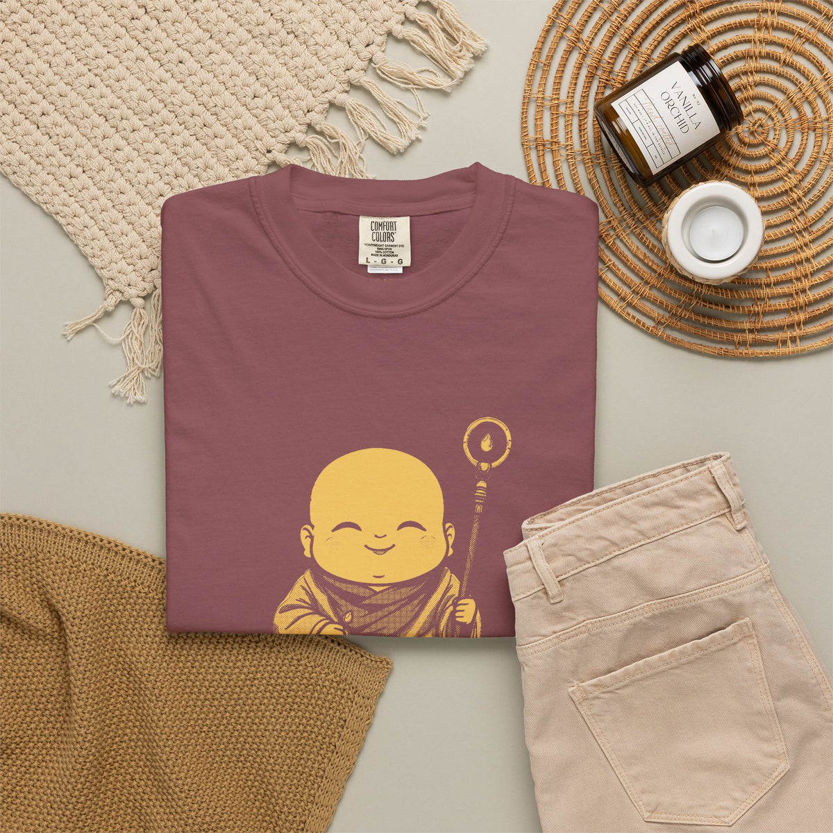 Jizō · “Travel buddy.” — Garment-Dyed One-Ink Tee