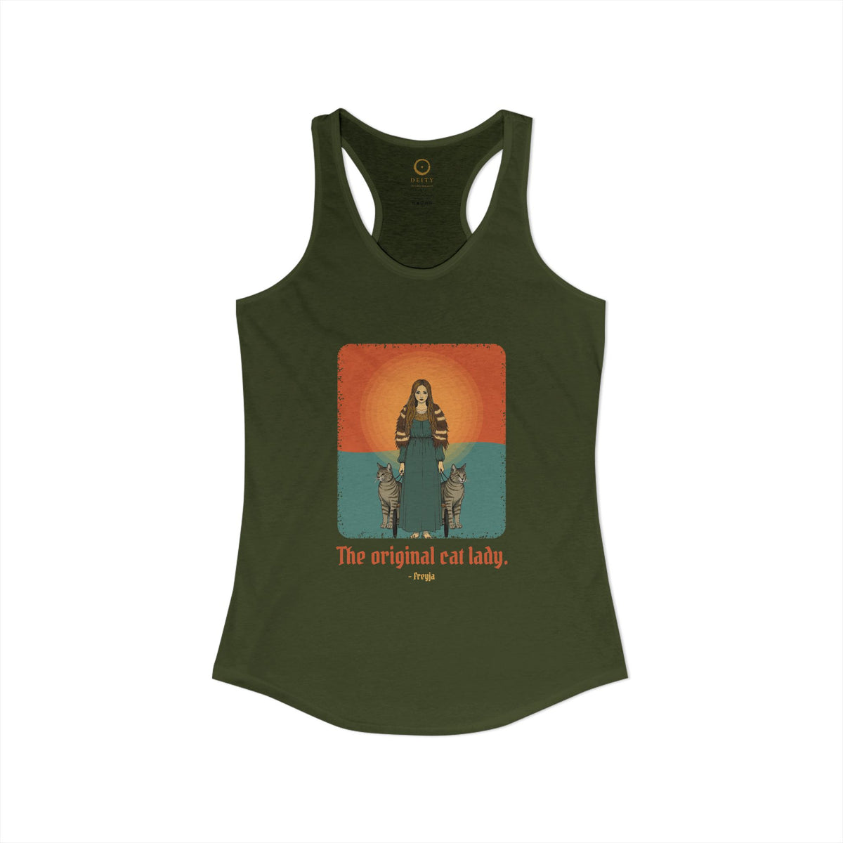 Freyja: Lender of the Falcon Cloak — Women's Racerback Tank