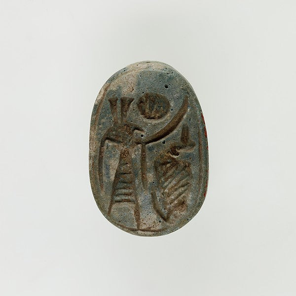Scarab showing Seth-Baal with a uraeus, ca. 1300–1080 BCE, Egypt, evidence of Set's Near Eastern identification.