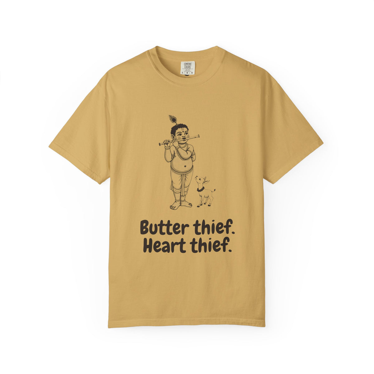 Krishna · “Butter thief. Heart thief.” — Garment-Dyed One-Ink Tee