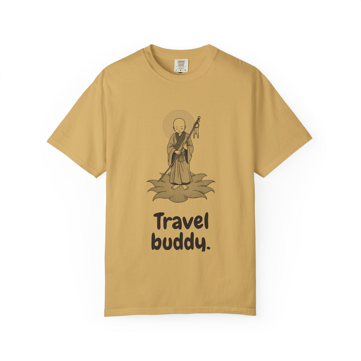 Jizō · “Travel buddy.” — Garment-Dyed One-Ink Tee