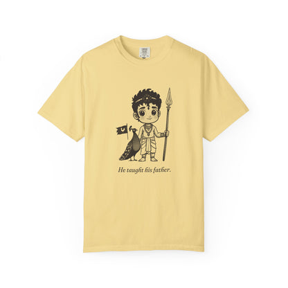Murugan · “He taught his father.” — Garment-Dyed One-Ink Tee