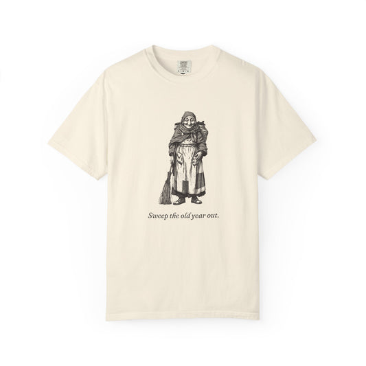 La Befana · “Sweep the old year out.” — Garment-Dyed One-Ink Tee