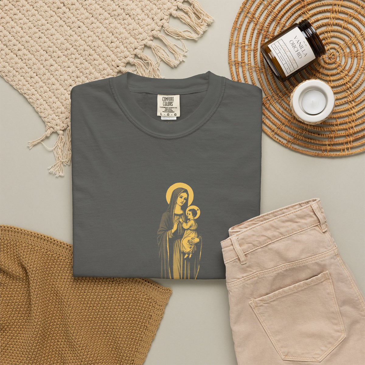 The Virgin Mary · “Ask your mother.” — Garment-Dyed One-Ink Tee