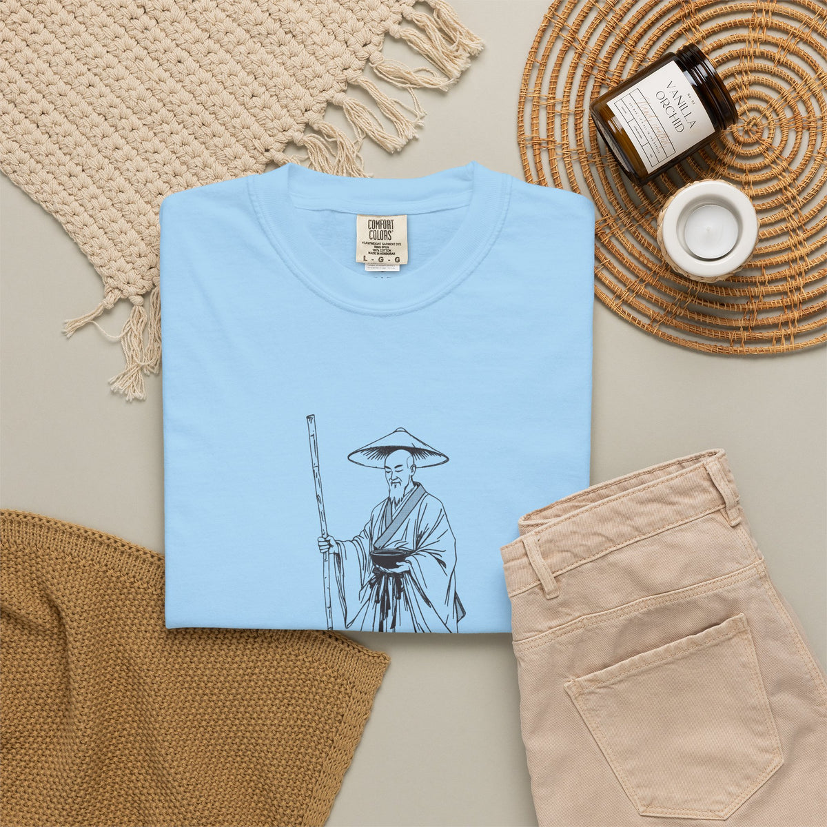 Kōbō Daishi · “Never walking alone.” — Garment-Dyed One-Ink Tee