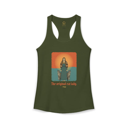 Freyja: Lender of the Falcon Cloak — Women's Racerback Tank