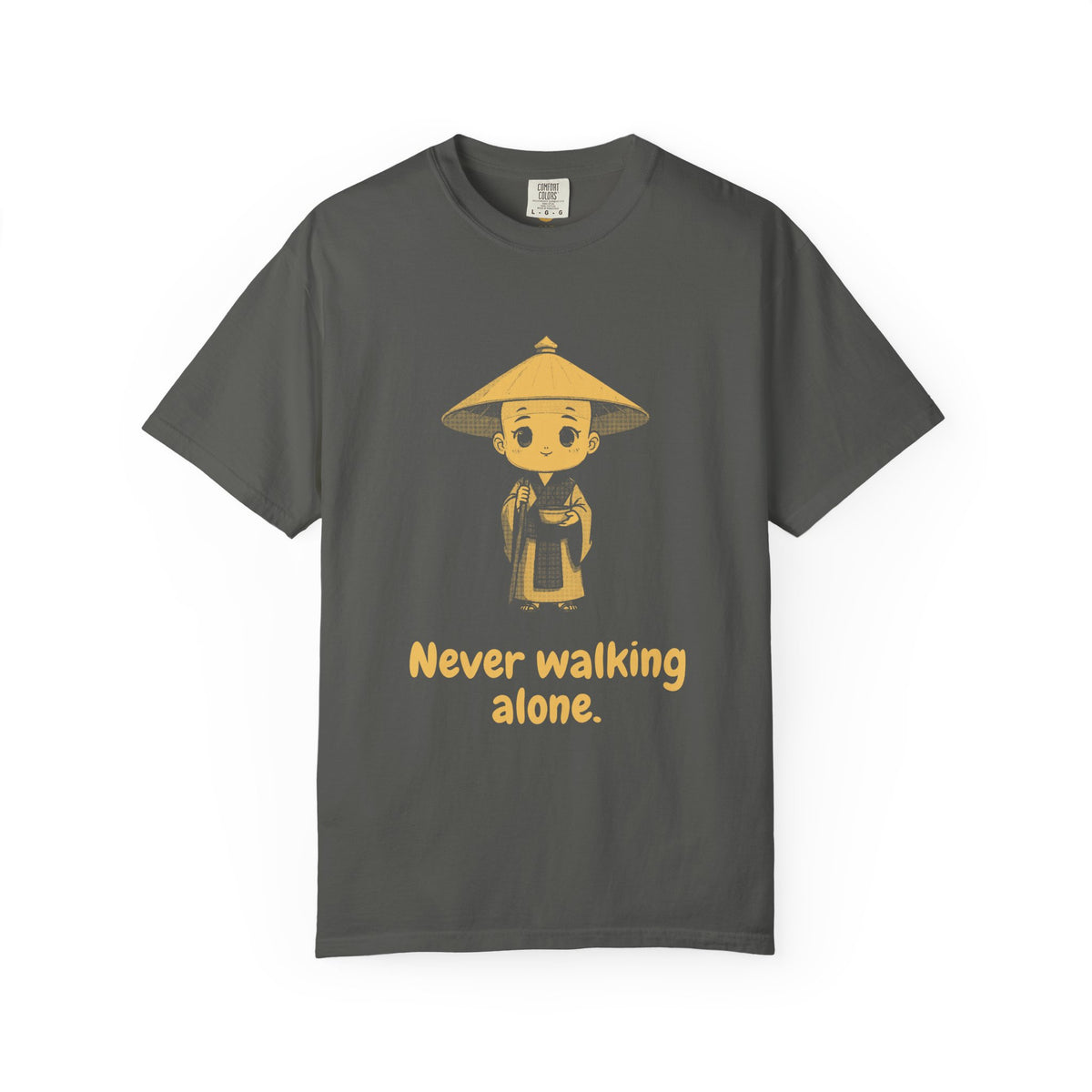 Kōbō Daishi · “Never walking alone.” — Garment-Dyed One-Ink Tee