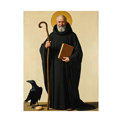St Benedict of Nursia: The Raven and the Poisoned Loaf — Art Print
