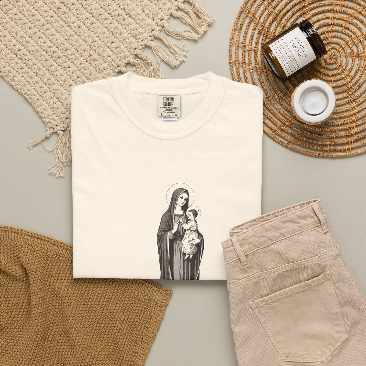 The Virgin Mary · “Ask your mother.” — Garment-Dyed One-Ink Tee