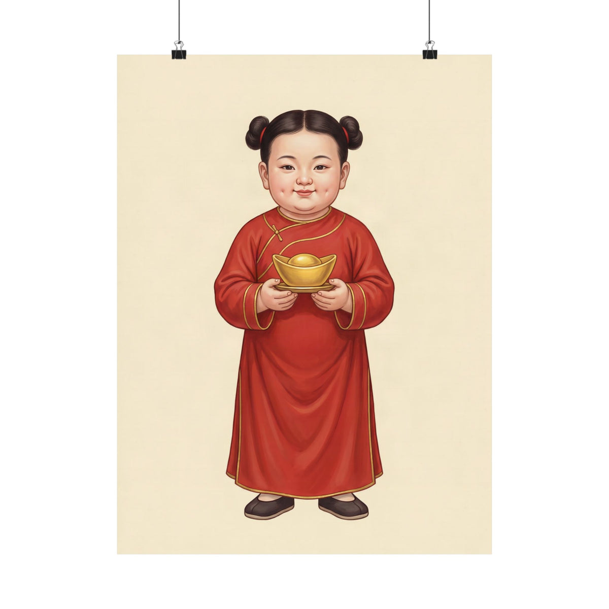 Jinbao Tongzi: Gold Ingot in Both Hands — Art Print