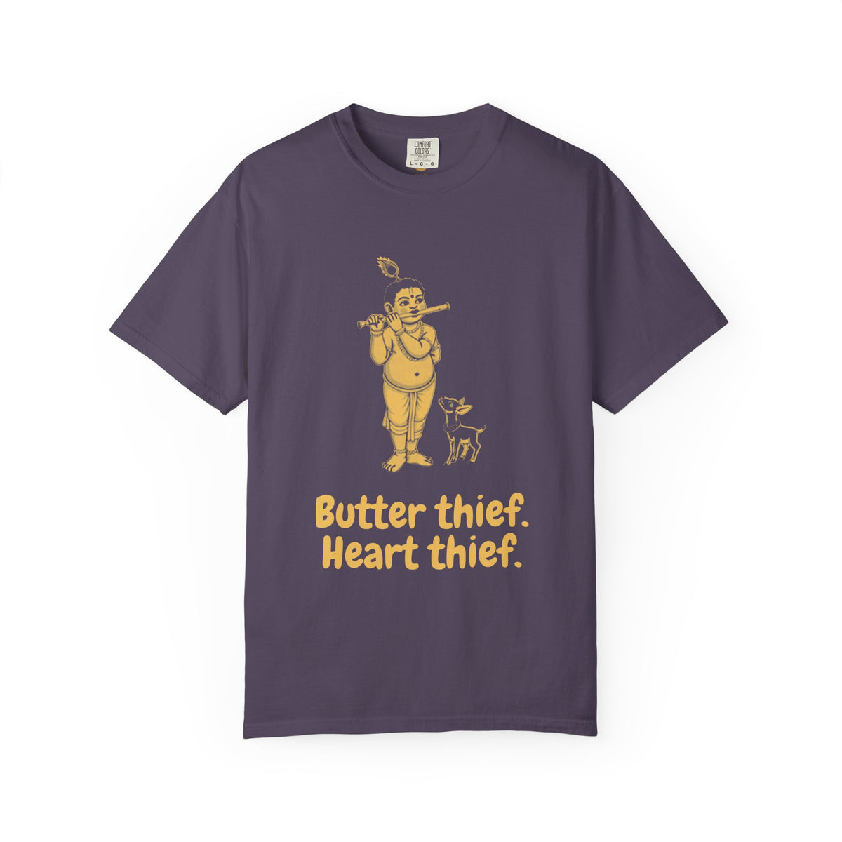 Krishna · “Butter thief. Heart thief.” — Garment-Dyed One-Ink Tee