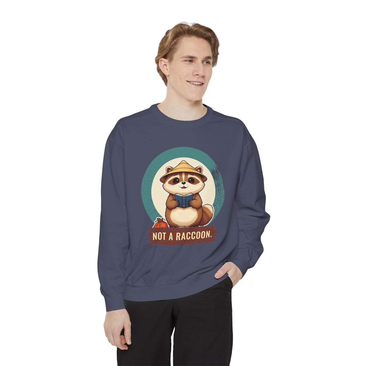 Tanuki: Lucky Greeter at the Shop Door — Garment-Dyed Sweatshirt