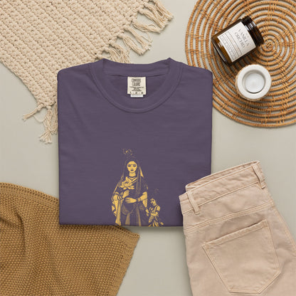 Radha · “Her name comes first.” — Garment-Dyed One-Ink Tee