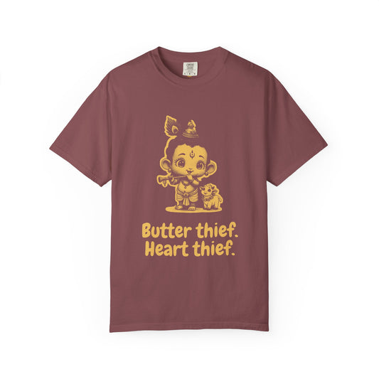 Krishna · “Butter thief. Heart thief.” — Garment-Dyed One-Ink Tee
