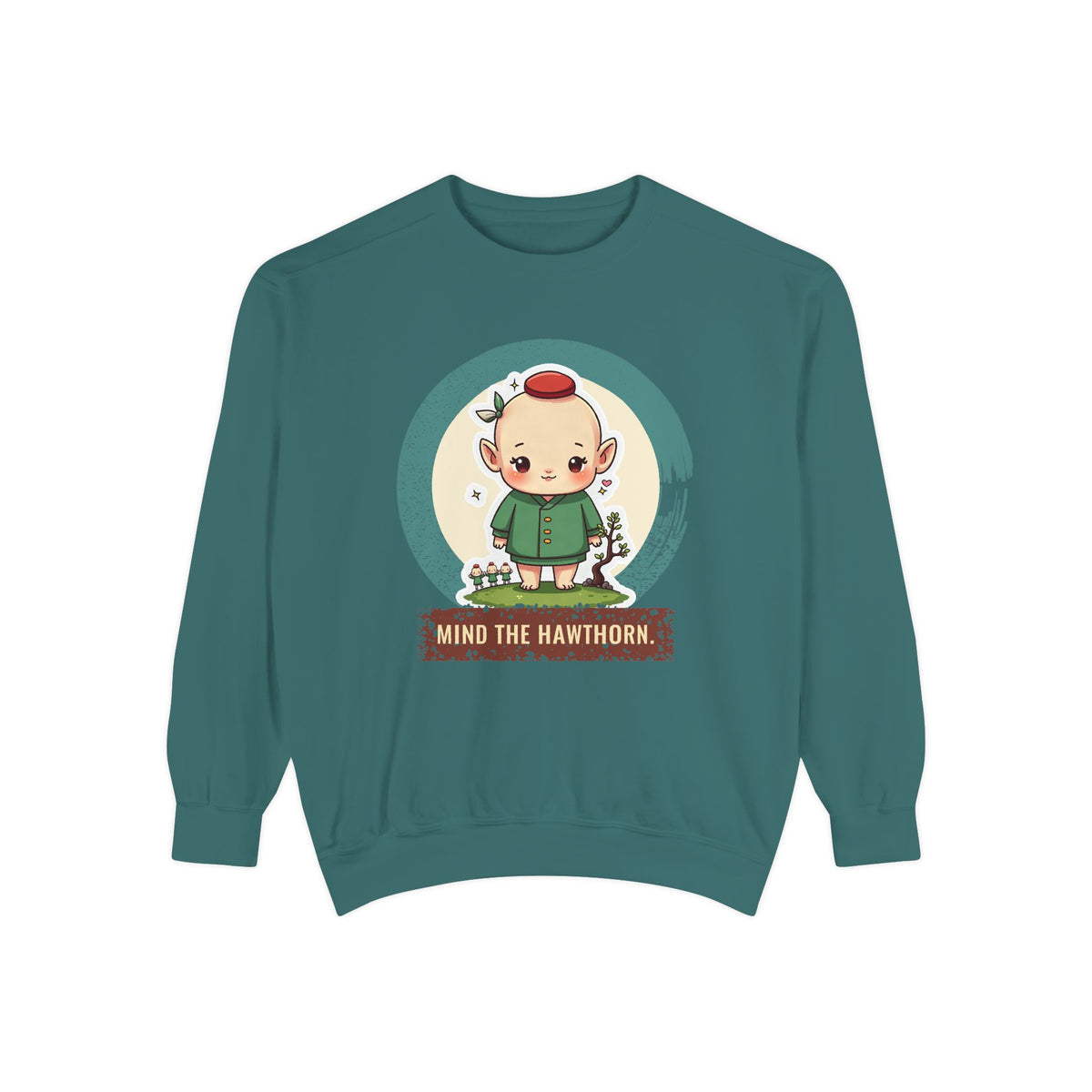 Aos Sí: Green Jacket, Red Cap — Garment-Dyed Sweatshirt