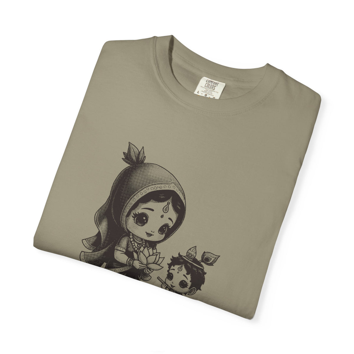 Radha · “Her name comes first.” — Garment-Dyed One-Ink Tee