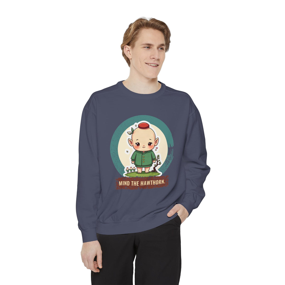 Aos Sí: Green Jacket, Red Cap — Garment-Dyed Sweatshirt