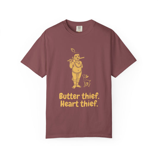 Krishna · “Butter thief. Heart thief.” — Garment-Dyed One-Ink Tee