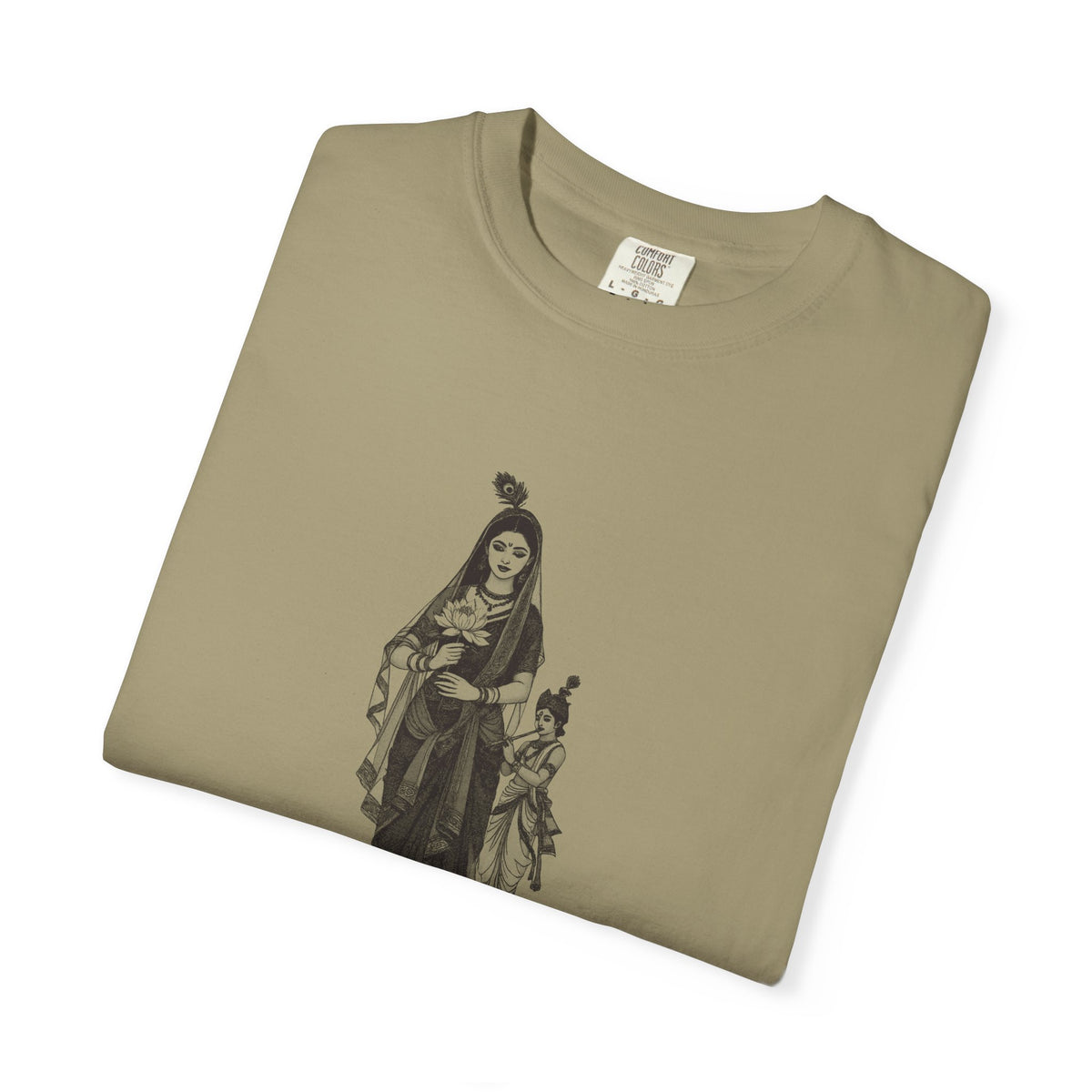 Radha · “Her name comes first.” — Garment-Dyed One-Ink Tee