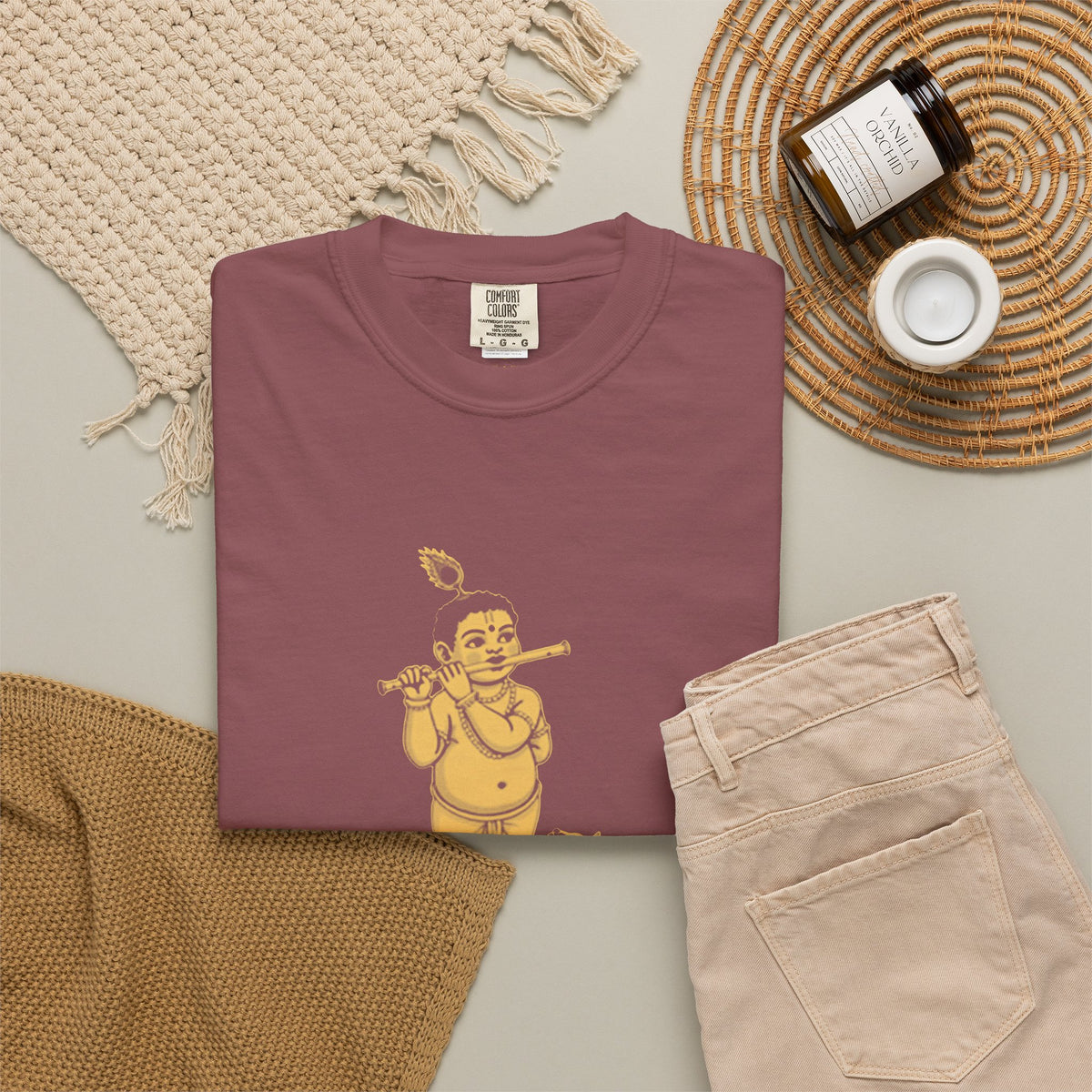 Krishna · “Butter thief. Heart thief.” — Garment-Dyed One-Ink Tee