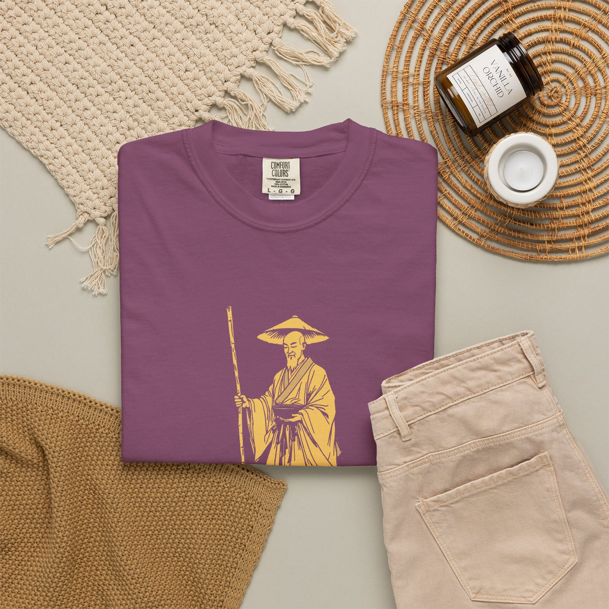 Kōbō Daishi · “Never walking alone.” — Garment-Dyed One-Ink Tee