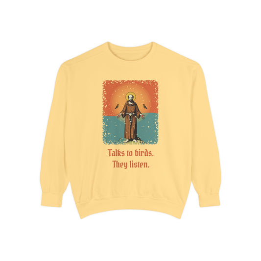 St Francis of Assisi: Patron Saint of Ecology — Garment-Dyed Sweatshirt