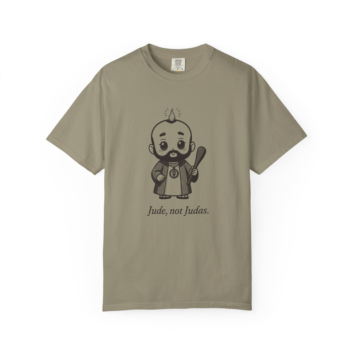 St Jude Thaddeus: Bearer of the Pentecost Flame — Garment-Dyed One-Ink Tee