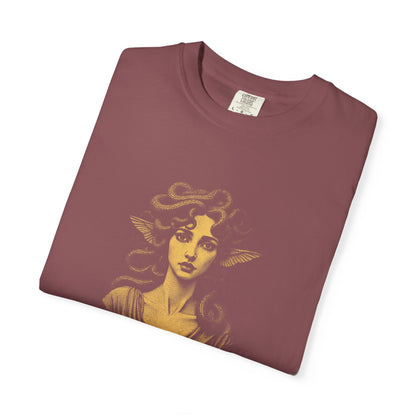 Medusa · “Look again.” — Garment-Dyed One-Ink Tee