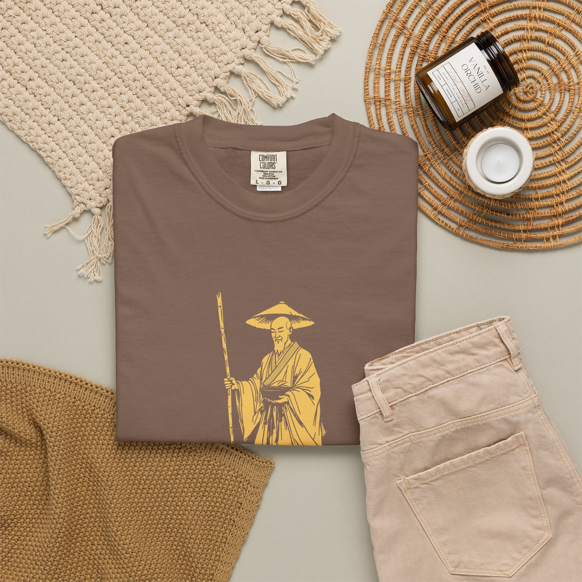 Kōbō Daishi · “Never walking alone.” — Garment-Dyed One-Ink Tee