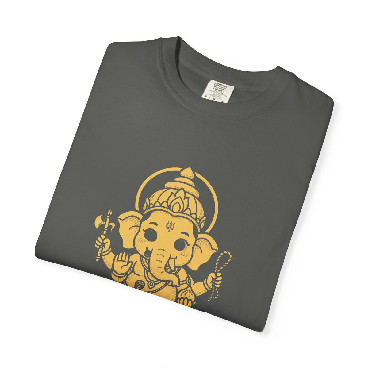 Ganesha · “First things first.” — Garment-Dyed One-Ink Tee